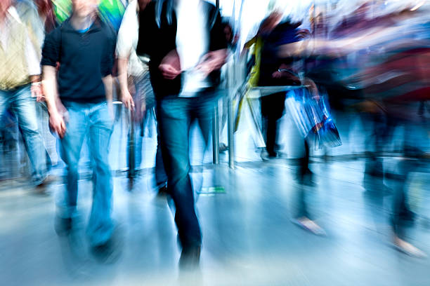 istock Crowd of People Walking Through Entrance Gate, Blurred Motion 157602817