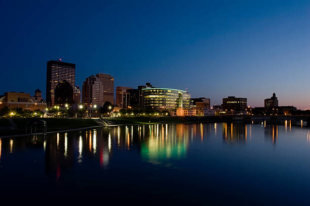 Dayton Ohio Cityscape Skyline at Late Dusk stock photo