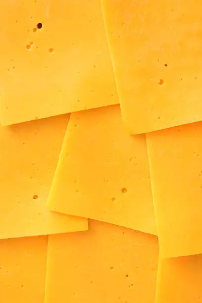 Top view of cheddar cheese slices