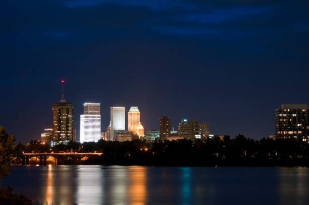 Tulsa Skyline at Twilight stock photo