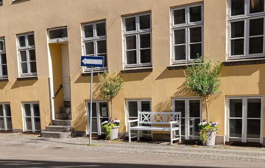 Traditional old houses on the street in Copenhagen, Denmark