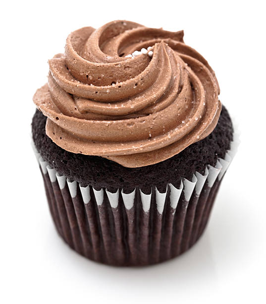 Chocolate cupcake with chocolate frosting stock photo