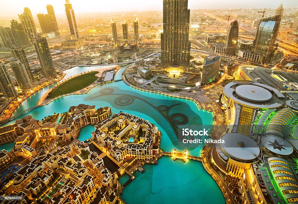 Downtown Dubai Dubai Skyscraper and Burj Khalifa, United Arab Emirates Dubai Stock Photo