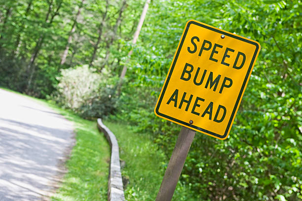 Road warning sign stock photo