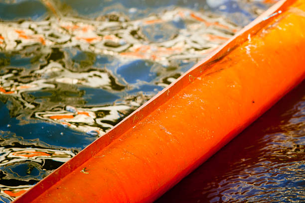 Oil Spill Protection Boom stock photo