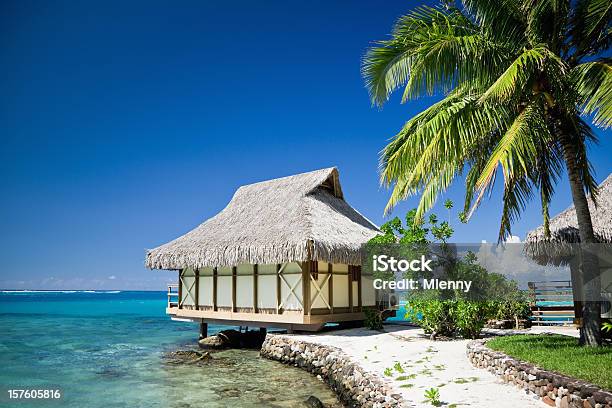 Vacanza Idilliaca Hotel Resort Turistico - Fotografie stock e altre immagini di Isola di Bora Bora - Isola di Bora Bora, Capanna, Casetta di campagna