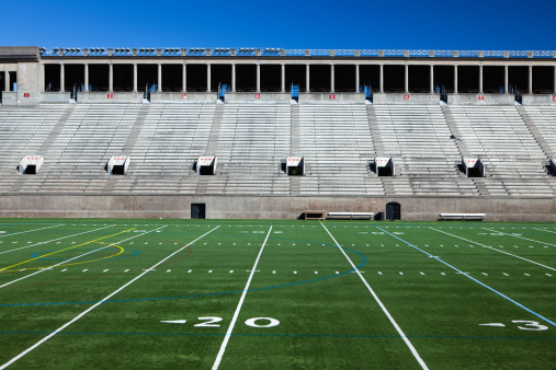 Football on the Field near the Fifty. High quality photo