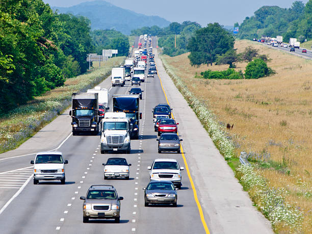 istock Heavy Highway Traffic On Very Hot Summer Day 157606137