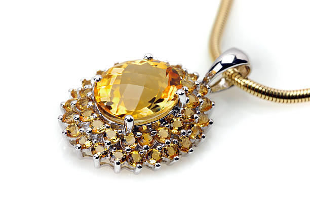 Imperial Topaz or Citrine Pendant in Platinum.