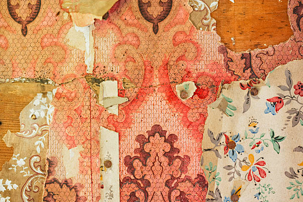 istock Close-up of Old Peeling Wallpaper 157607022