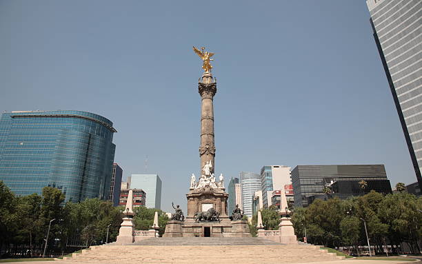 El Angel and Skyscraper in Mexico city, Mexico stock photo