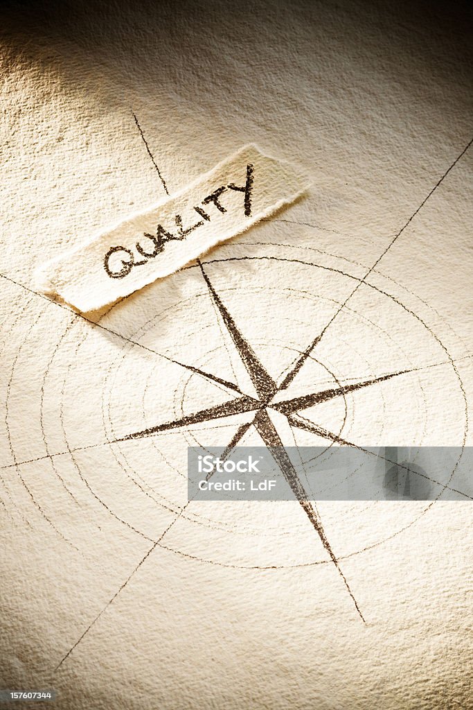 Quality Label on a Wind Rose  Achievement Stock Photo