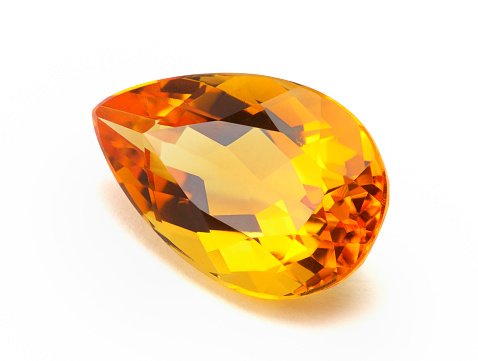 Imperial Topaz or Citrine Isolated On White.
