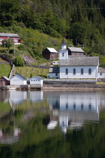 Church in Osterfjorden, close to Bergen, Norway