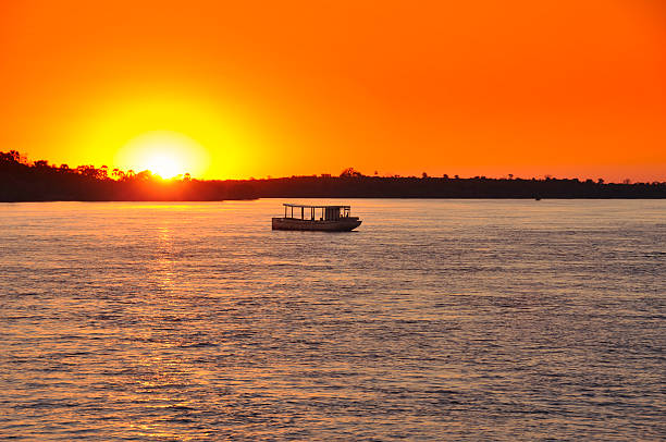 Sunset on Zambezi stock photo