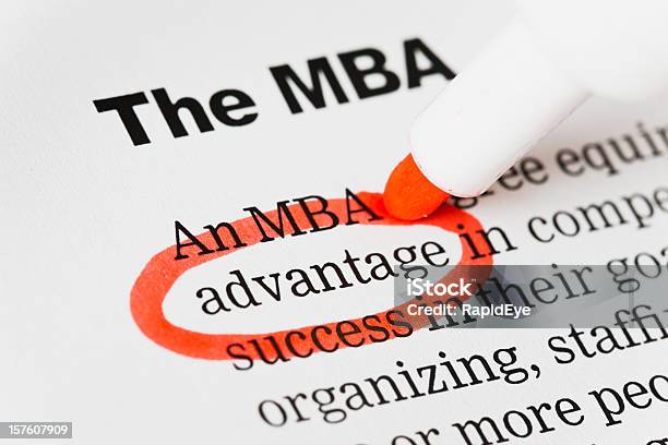 Red Pen Circles Quotadvantagequot In Document Headed Mba Stock Photo - Download Image Now