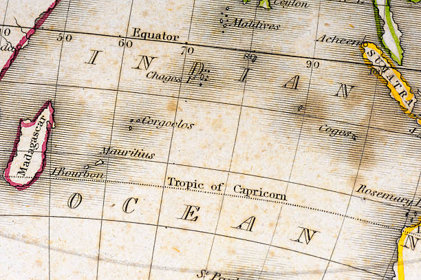 Detail of an Old Map  tropic of capricorn stock pictures, royalty-free photos & images