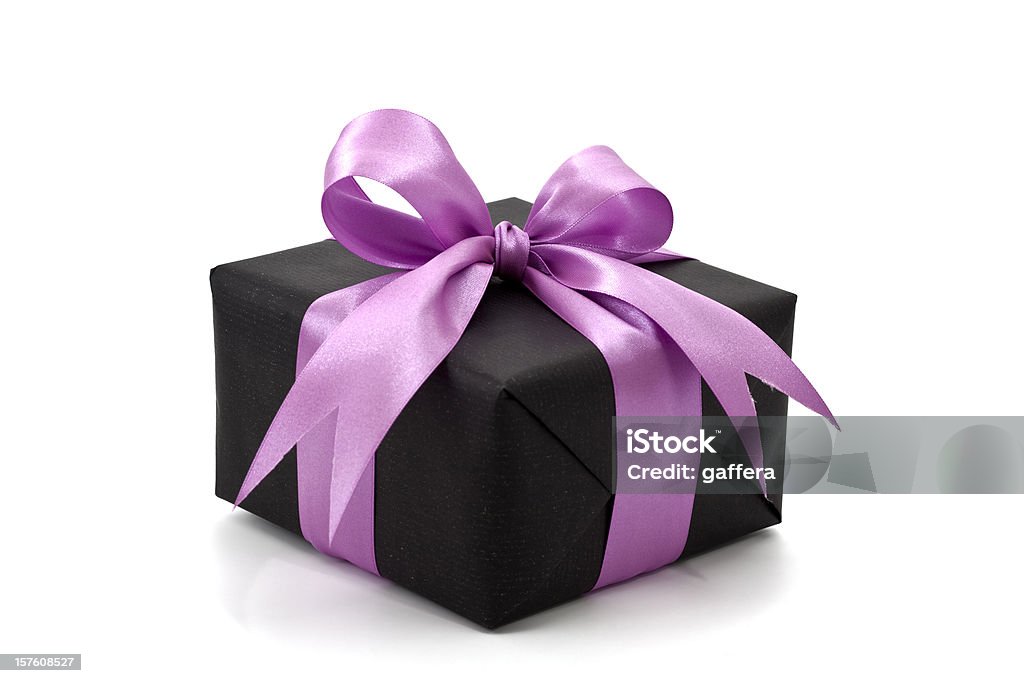 Caixa de presente preta com laço Rosa - Royalty-free Prenda Foto de stock