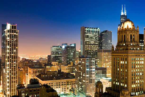 istock Aerial View of the Chicago Loop at Dusk 157608600