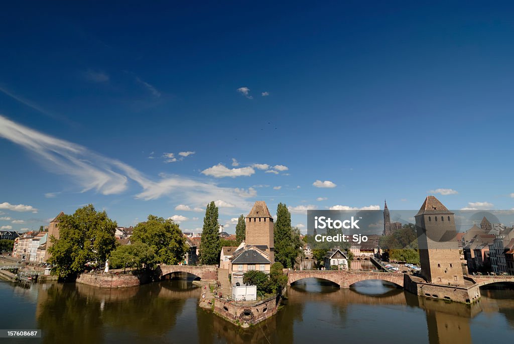 View on Strasbourg View on the city of Strassbourg in France with a blue sky and water Alsace Stock Photo