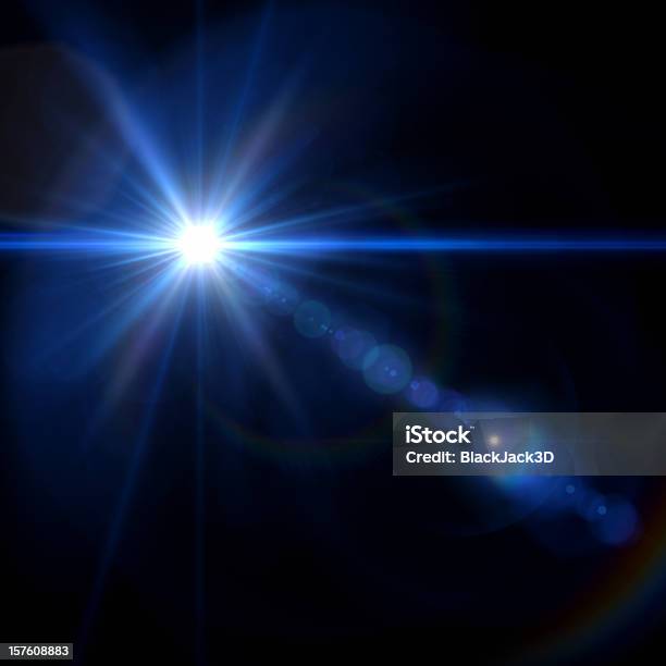 Estrela Com Efeito De Refracção De Luz - Fotografias de stock e mais imagens de Efeito de refração de luz - Efeito de refração de luz, Luz, Azul