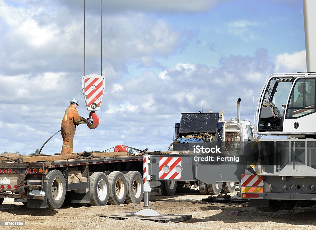 Industrial mobile crane in use  Blue-collar Worker Stock Photo