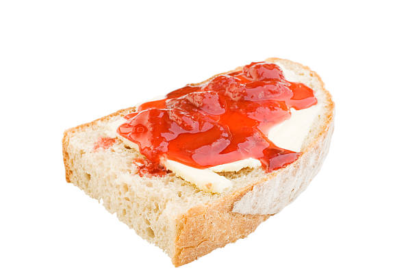 식빵 슬라이스, 버터, 잼 - sliced bread 뉴스 사진 이미지