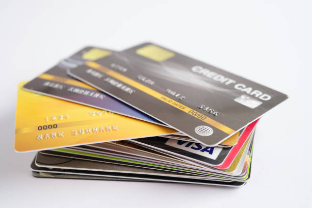 istock Credit card with password key lock, security finance business concept. 1576095190
