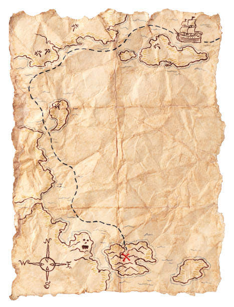 istock Pirate Map to Buried Treasure. Isolated on White. 157609570