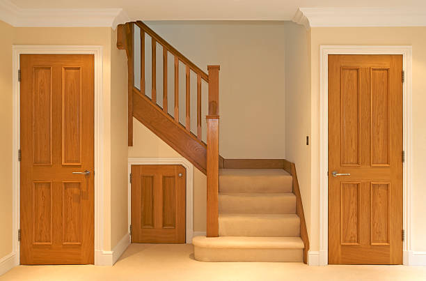 istock oak stairway and doors 157609857