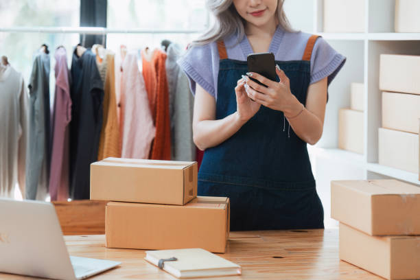 istock Small and medium business freelance worker working at home office. Startup and Online SME business concept 1576098978