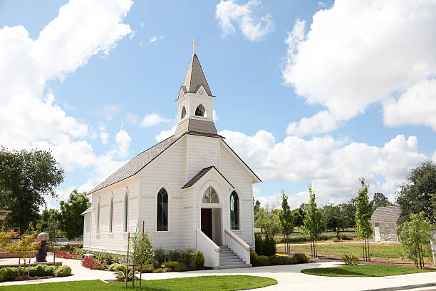 Old White Church  steeple stock pictures, royalty-free photos & images