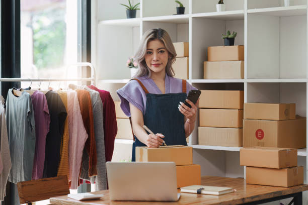 istock Small and medium business freelance worker working at home office. Startup and Online SME business concept 1576101130