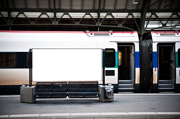 blank billboard in a train station  railroad station platform stock pictures, royalty-free photos & images