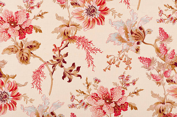 Belgrave Floral Close Up Antique Fabric stock photo