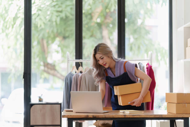 istock Small and medium business freelance worker working at home office. Startup and Online SME business concept 1576102786