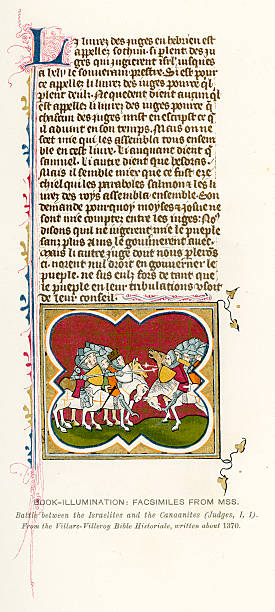 ilustraciones, imágenes clip art, dibujos animados e iconos de stock de medieval y la iluminación israelites canaanites - manuscript medieval medieval illuminated letter old