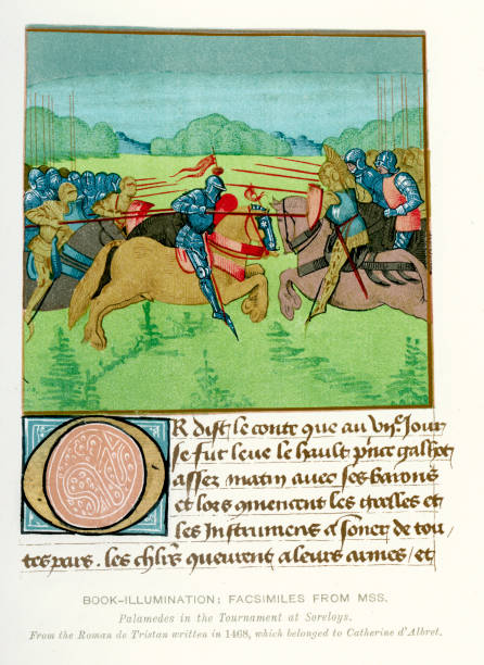 istock Medieval Illumination Palamedes in the Tournament 157610341