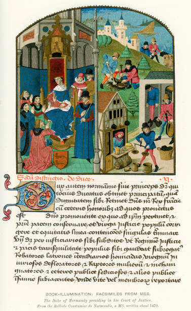 ilustraciones, imágenes clip art, dibujos animados e iconos de stock de medieval iluminación de la justicia, en la edad media - manuscript medieval medieval illuminated letter old