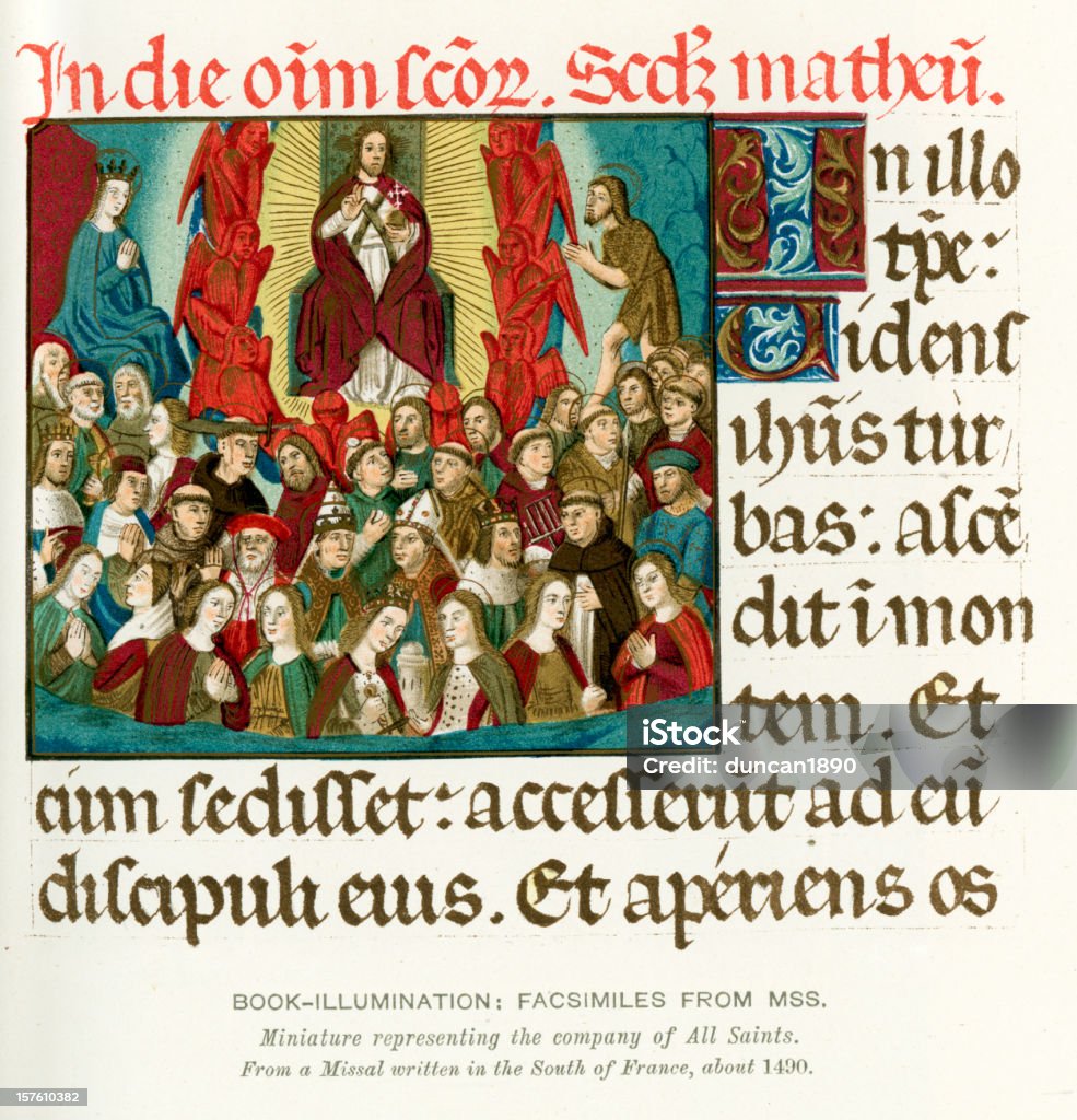 Mittelalterliche Beleuchtung Jesus und der saints - Lizenzfrei Mittelalterlich Stock-Illustration