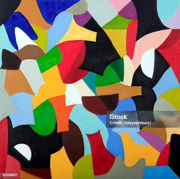 Mosaico Di Colori Insieme Di Figure Geometriche Pittura Ad Olio - Immagini vettoriali stock e altre immagini di Motivo decorativo