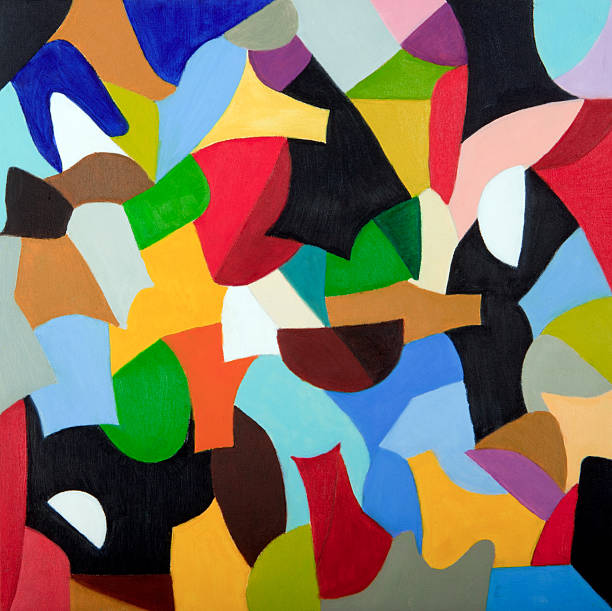мозаика цветовой палитры в сочетании с геометрическими фигурами (масляная живопись - oil painting abstract fine art painting painted image stock illustrations
