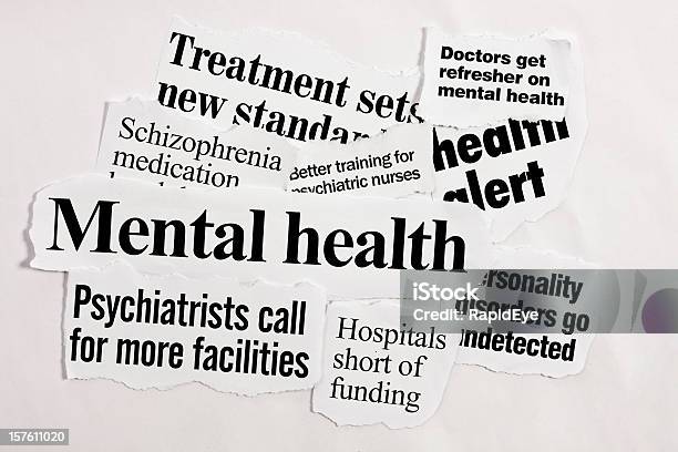 Titoli Di Salute Mentale - Fotografie stock e altre immagini di Giornale - Giornale, Scontornabile, Salute mentale