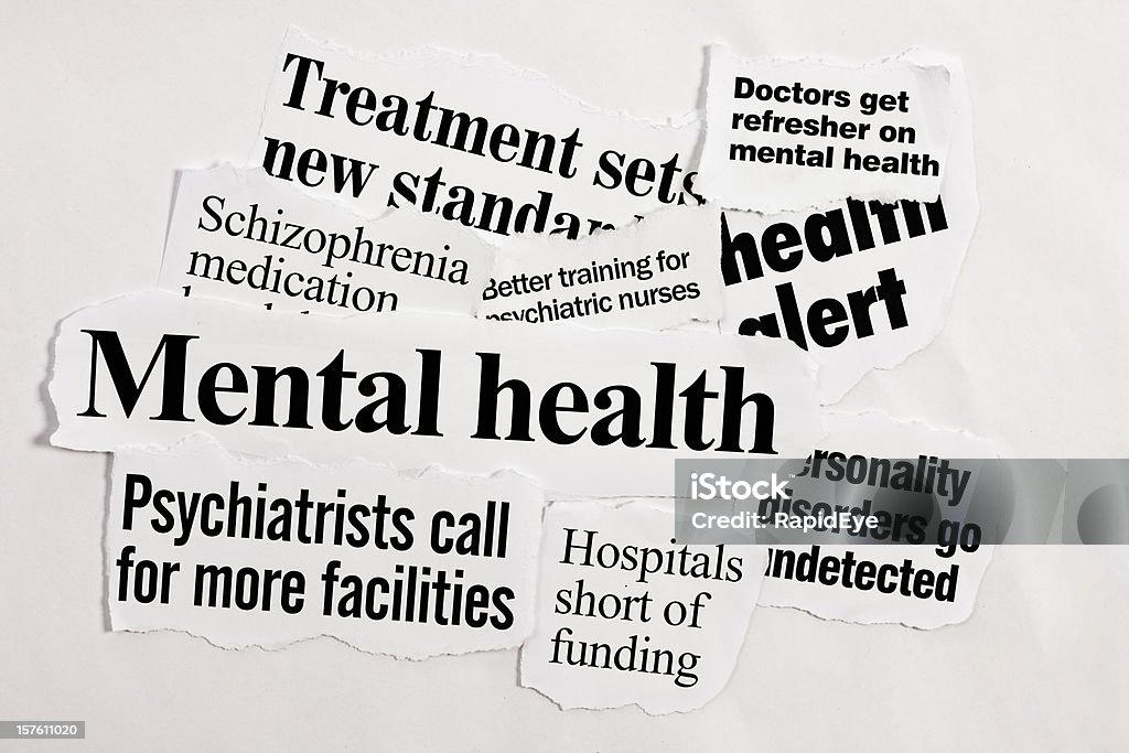 Manchetes sobre saúde mental - Foto de stock de Jornal royalty-free