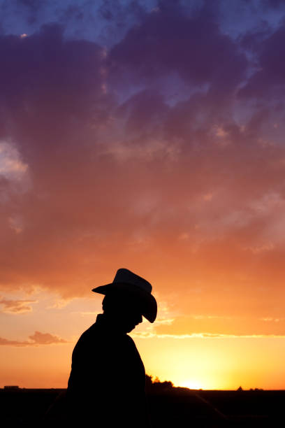 istock Sihouette Cowboy Profile and Sunset 157611203