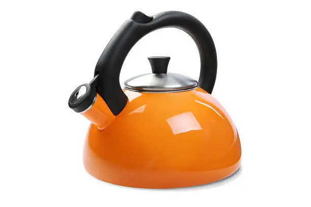 Tea kettle with isolated on white with clipping path.