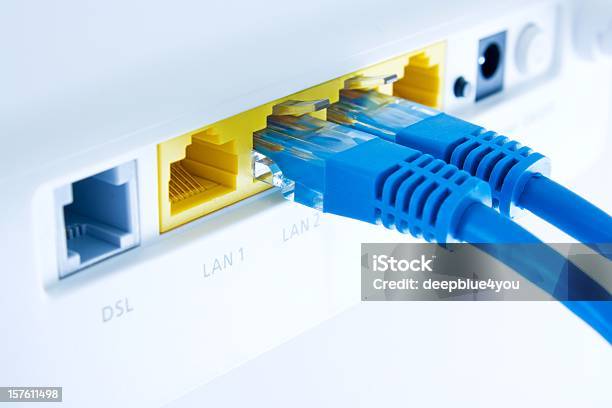 Internet Connection With Router Stock Photo - Download Image Now - Network Connection Plug, Cable, Router