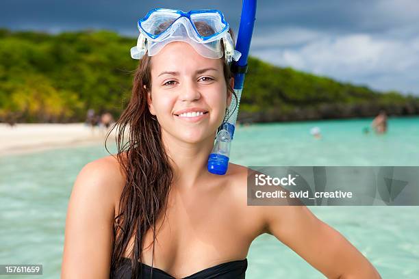 Cute Snorkeler Girl Stock Photo - Download Image Now - Portrait, Scuba Mask, Adult