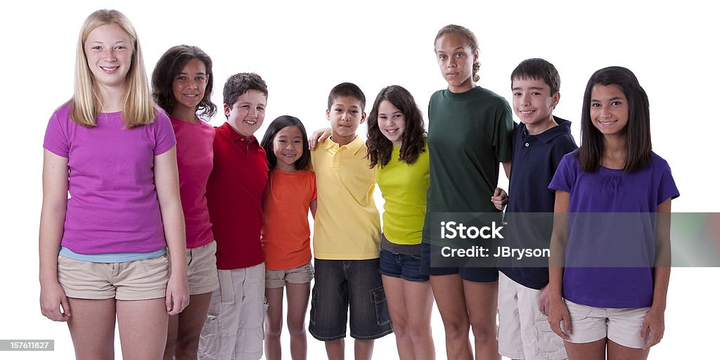 Diversità: Gruppo di adolescenti di Etnia mista Team di supporto Unified - Foto stock royalty-free di Bambino
