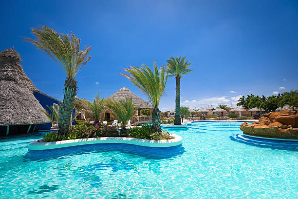 Swimming Pool at a Tropical Island Resort.